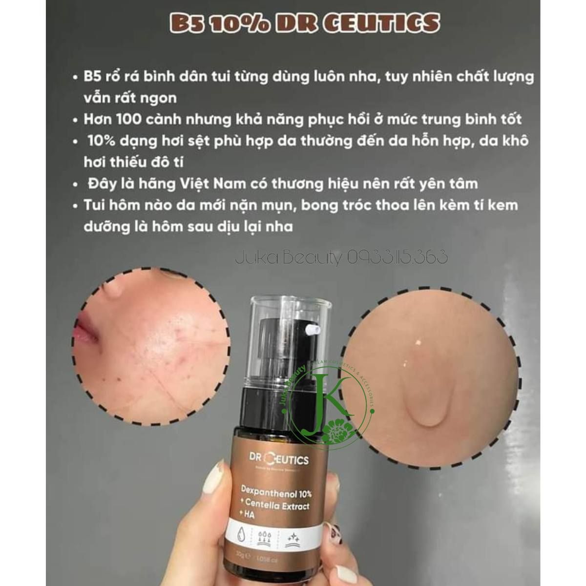  Tinh Chất Cấp ẩm, Phục Hồi Da DRCEUTICS B5 Dexpanthenol 10% + Centella Extract + HA 