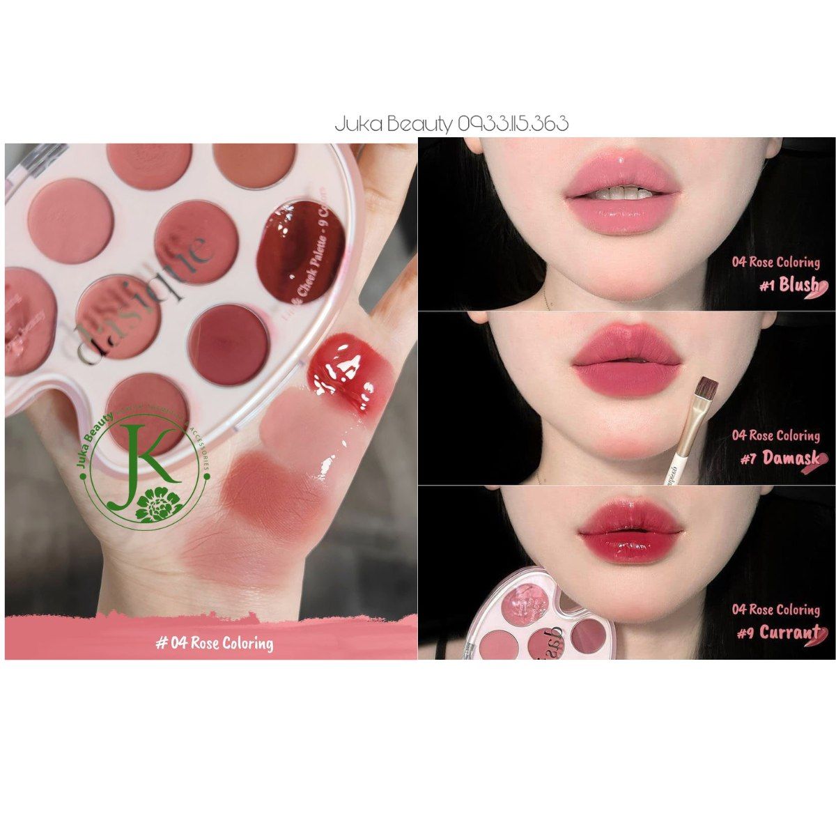  Bảng Son Kem Và Má Hồng Dasique Mood Painting Lip & Cheek Palette 9g (MẪU MỚI) 