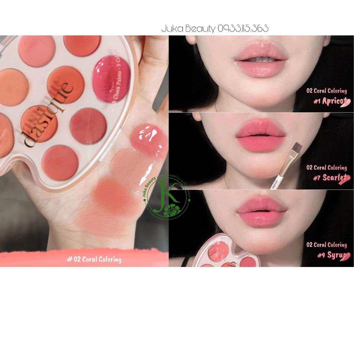  Bảng Son Kem Và Má Hồng Dasique Mood Painting Lip & Cheek Palette 9g (MẪU MỚI) 