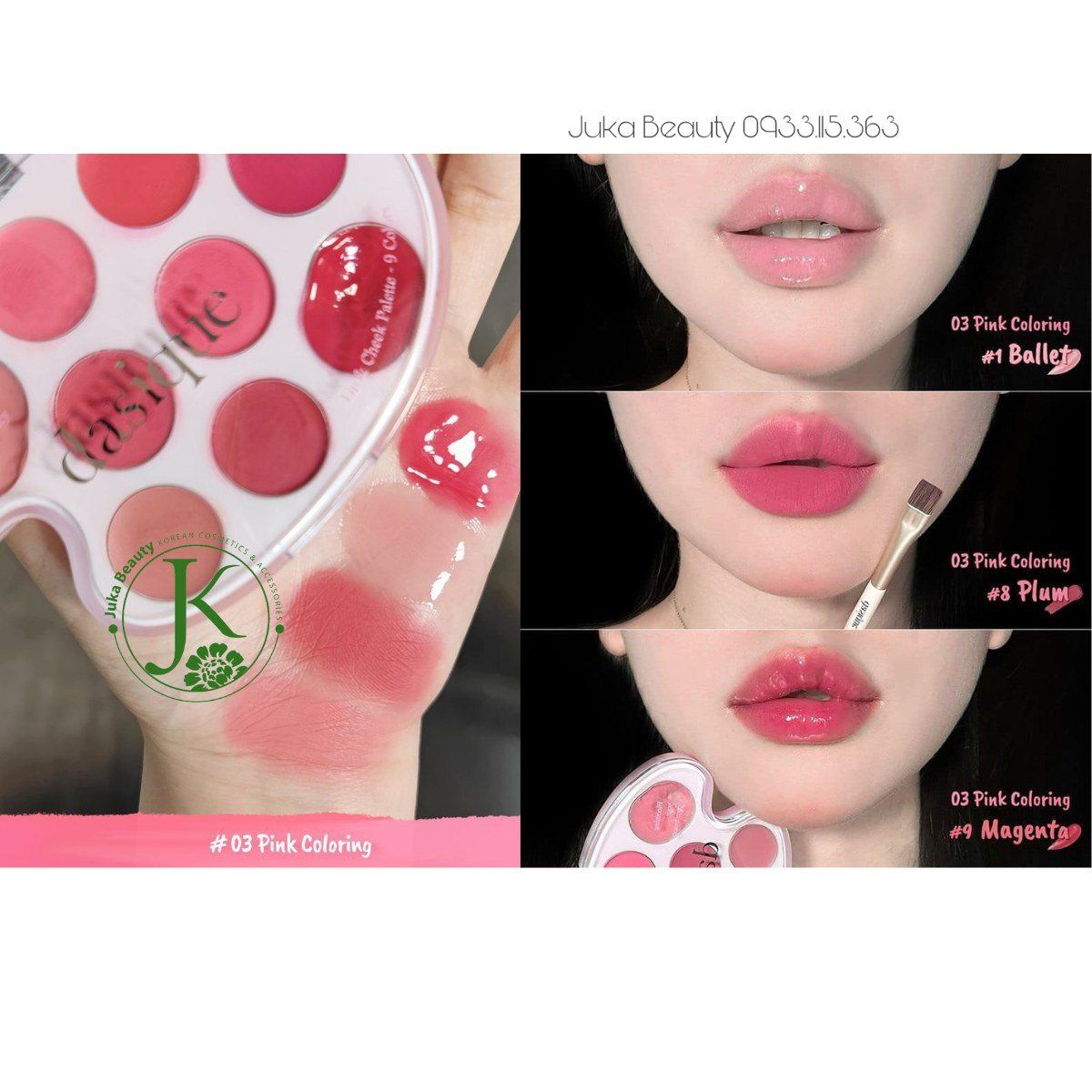  Bảng Son Kem Và Má Hồng Dasique Mood Painting Lip & Cheek Palette 9g (MẪU MỚI) 