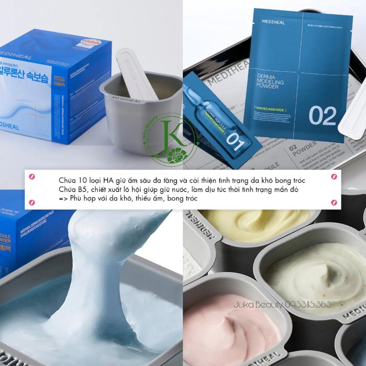  Mặt nạ thạch dẻo cấp ẩm, dịu da Mediheal Derma Modeling Pack Double Set (2 gói tinh chất, 2 gói bột) 