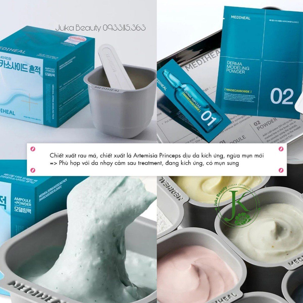  Mặt nạ thạch dẻo cấp ẩm, dịu da Mediheal Derma Modeling Pack Double Set (2 gói tinh chất, 2 gói bột) 