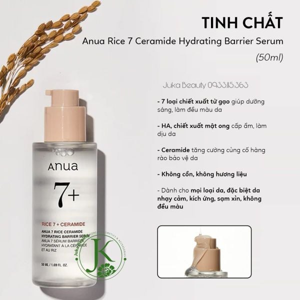  Tinh Chất Dưỡng Sáng Da Anua 7 Rice Ceramide Hydrating Barrier Serum 50ml 