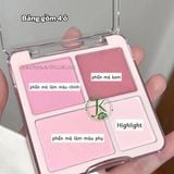  (TẶNG PUFF NGÓN TAY) Phấn Má Hồng & Bắt Sáng 4 Ô Judydoll Blush & Highlight Palette 9g 