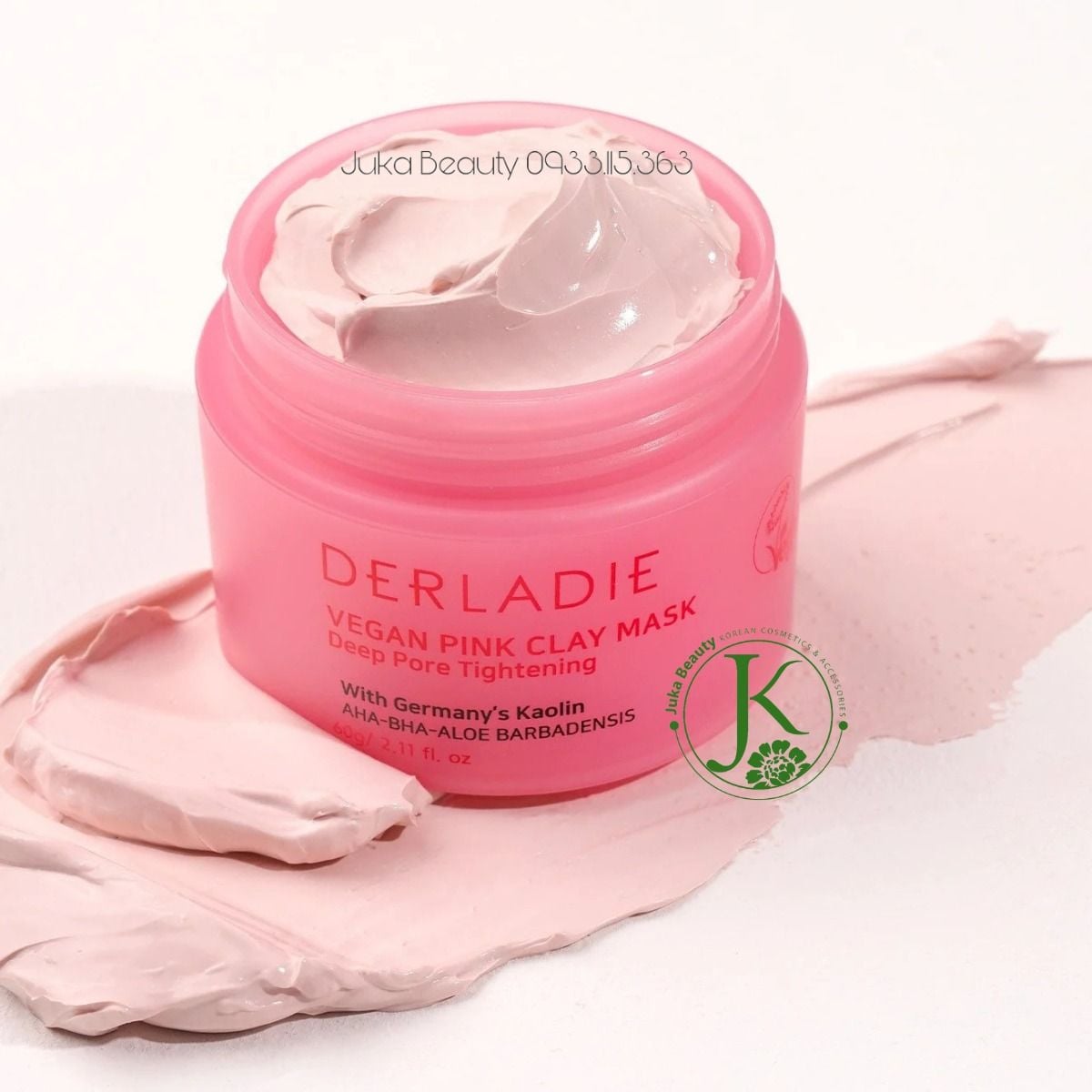  (Mẫu mới) Mặt Nạ Đất Sét Kiềm Dầu, Giảm Nhờn Derladie Vegan Pink Tox Clay Mask 60g/ 120g 