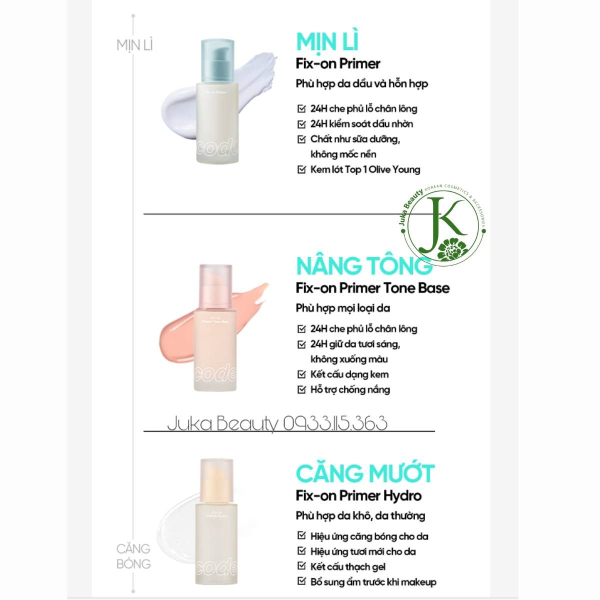  (VÀNG) Kem Lót Dưỡng ẩm, Căng Bóng Code Glokolor Fix On Primer HYDRO 30ml 