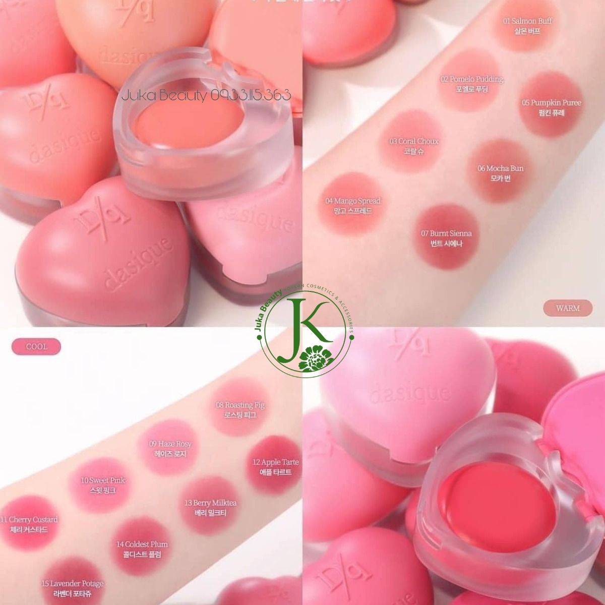  (Mẫu mới) Son Bùn Kiêm Má Hồng Dasique Souffle Color Pot 6.5g 