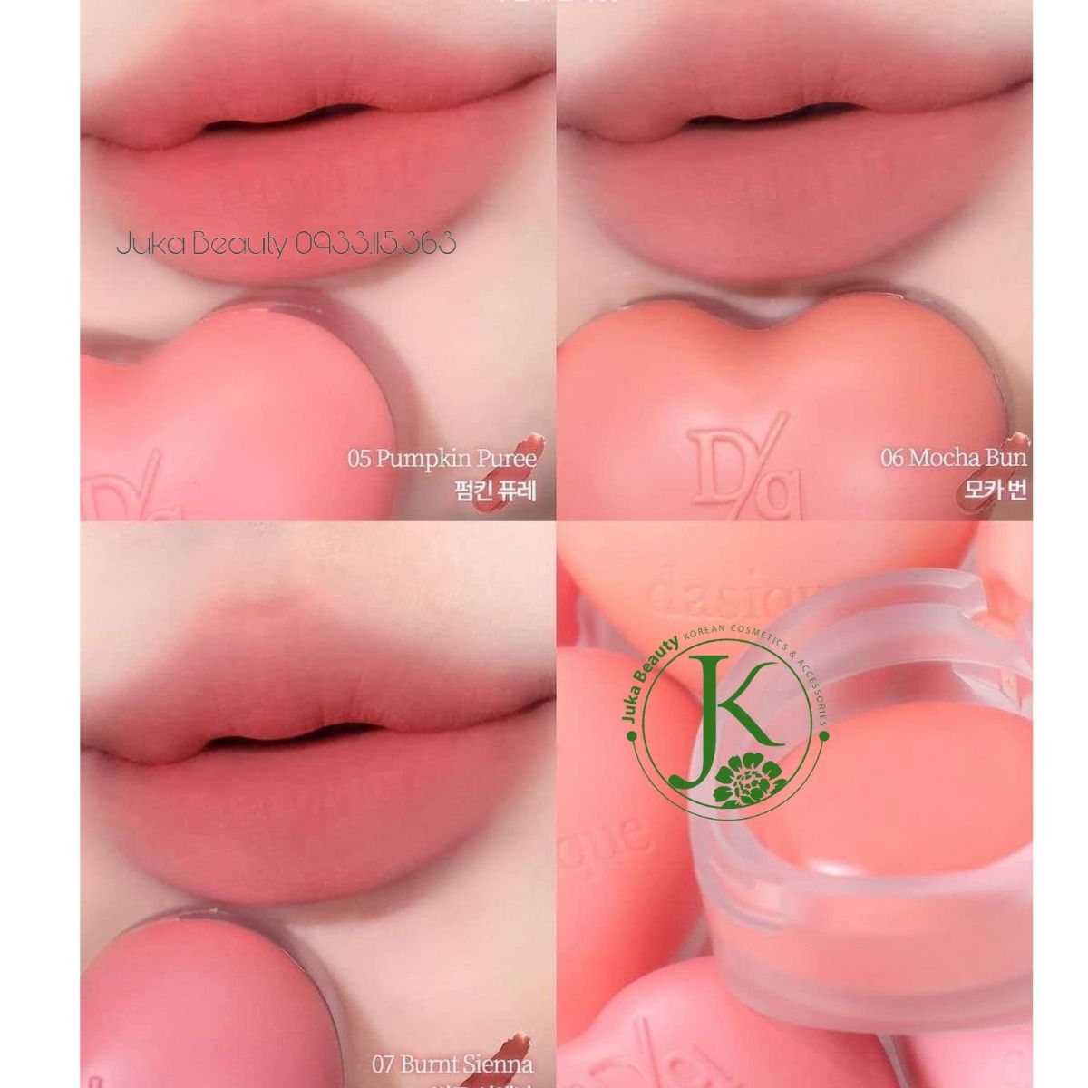  (Mẫu mới) Son Bùn Kiêm Má Hồng Dasique Souffle Color Pot 6.5g 