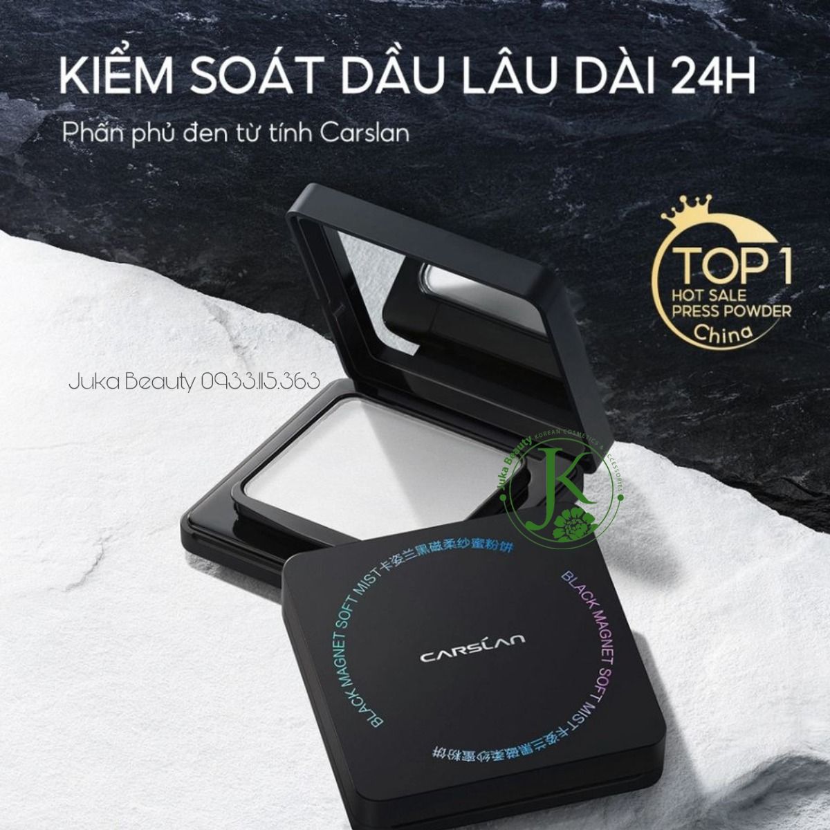  Phấn Phủ Dạng Nén, Kiềm Dầu Carslan Black Magnet Soft Mist Powder 8g 