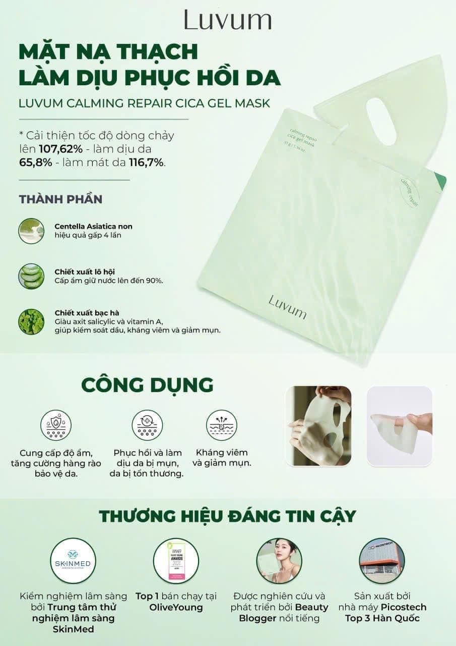  Mặt Nạ Thạch Dưỡng Da Luvum Gel Mask 33g (1 miếng) 