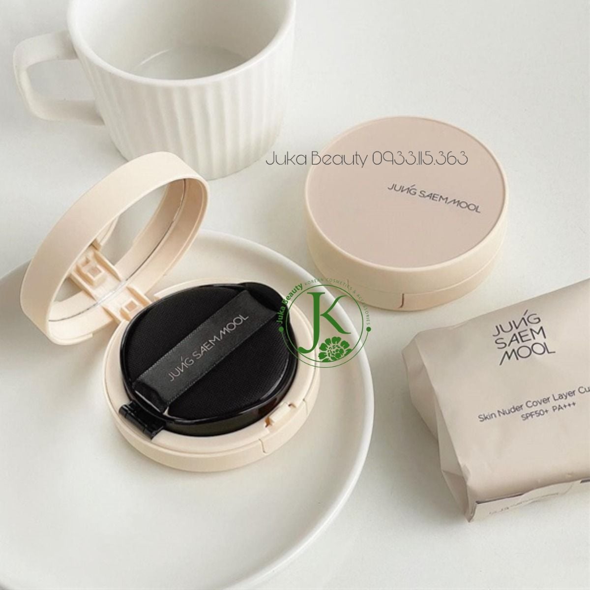  (KÈM LÕI) Phấn Nước Jung Saem Mool Skin Nuder Cover Layer Cushion SPF50+ PA+++ 14g 