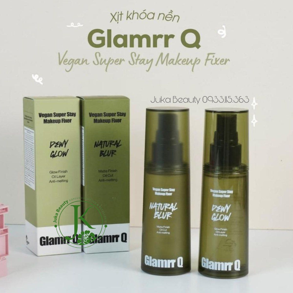  Xịt Khóa Nền Glamrr Q Vegan Super Stay Makeup Fixer (2 DÒNG) 