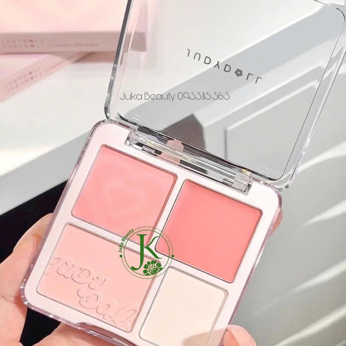  (TẶNG PUFF NGÓN TAY) Phấn Má Hồng & Bắt Sáng 4 Ô Judydoll Blush & Highlight Palette 9g 