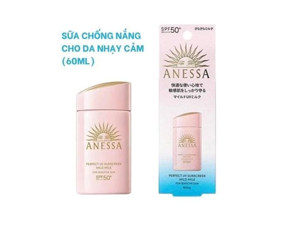  Sữa Chống Nắng Dịu Nhẹ Anessa Perfect UV Sunscreen Mild Milk For Sensitive Skin SPF50+ PA+++ 60ml 