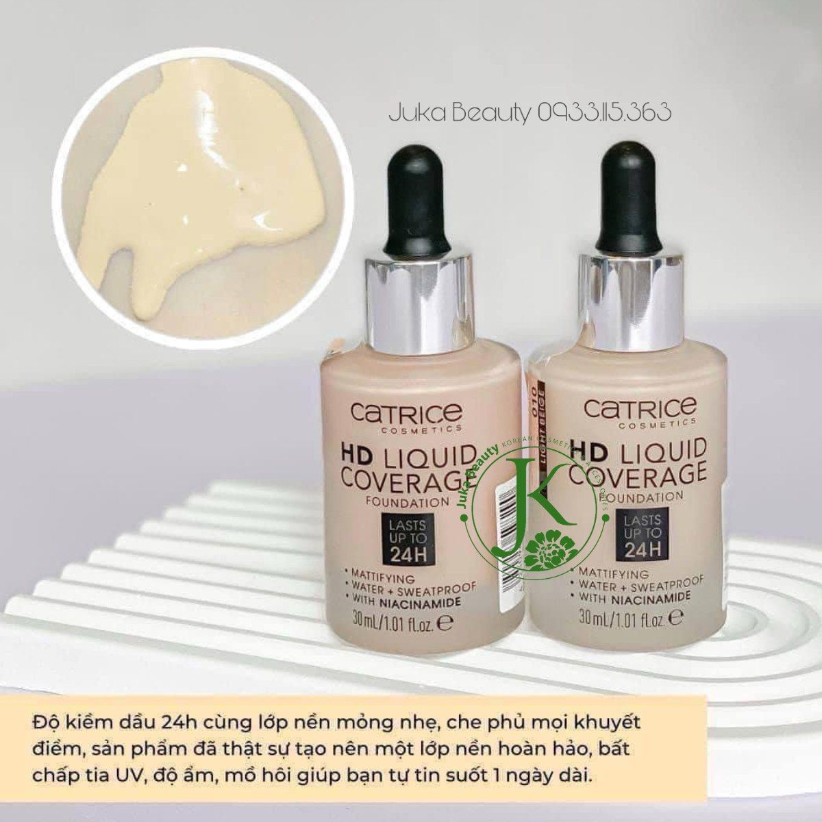  Kem Nền Kiềm Dầu, Chống Trôi Catrice HD Liquid Coverage Foundation 30ml 