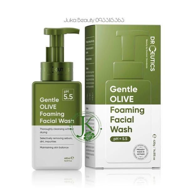  Sữa Rửa Mặt Tạo Bọt Nhẹ, Dịu Da DRCEUTICS Gentle Olive Foaming Facial Wash 420g 