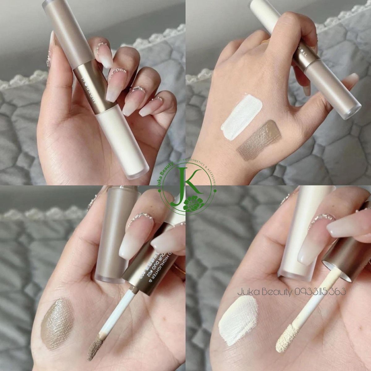  Tạo Khối Và Bắt Sáng 2 Đầu Dạng Kem Judydoll Liquid Highlighter & Contour Duo 