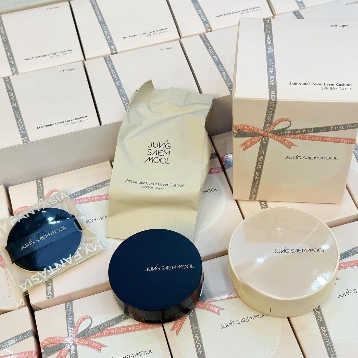  (KÈM LÕI 14g + MINI 5g) Phấn Nước Jung Saem Mool Skin Nuder Cover Layer Cushion SPF50+ PA+++ 14g 