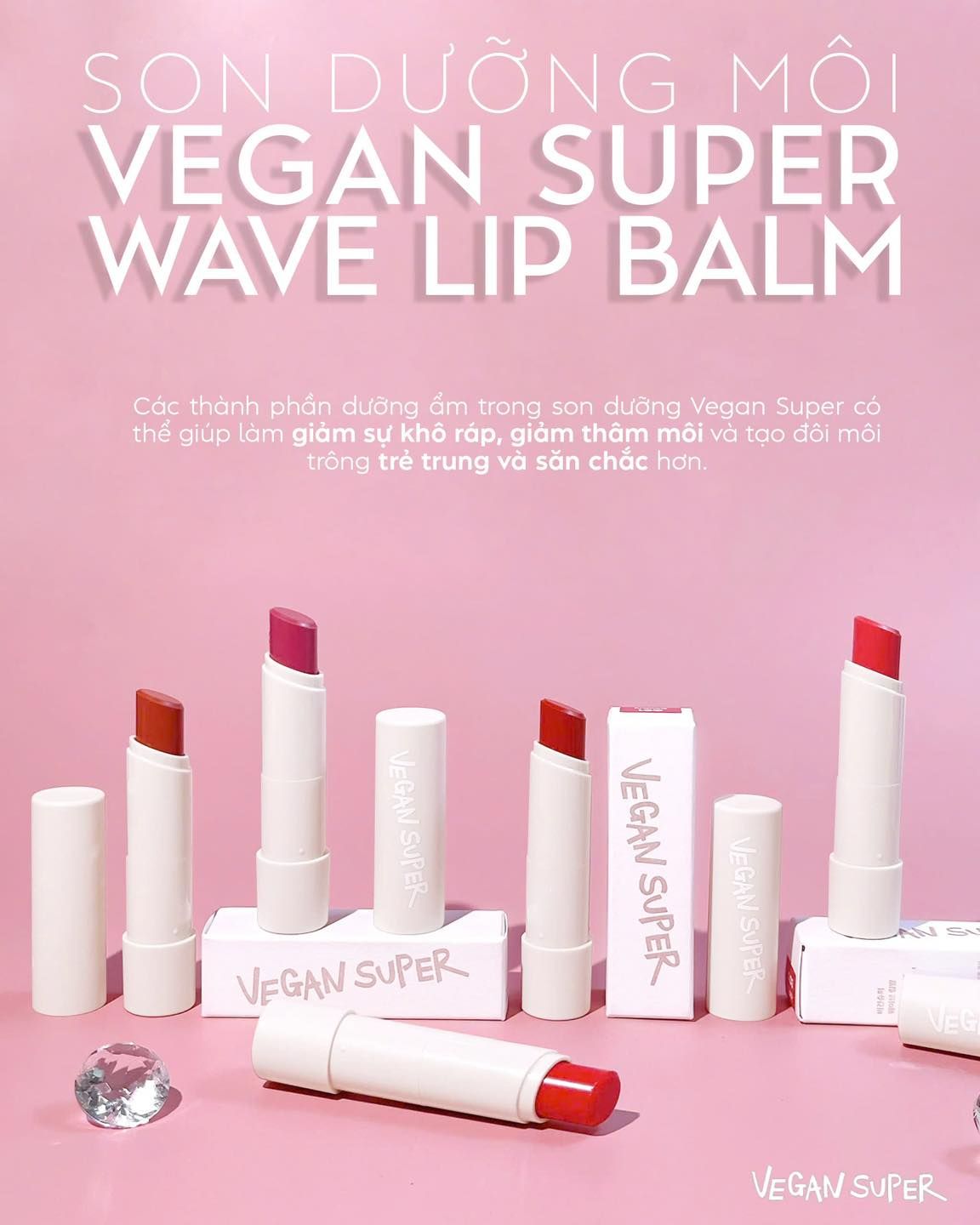  Son Dưỡng Thuần Chay Vegan Super Wave Lip Balm 4g 