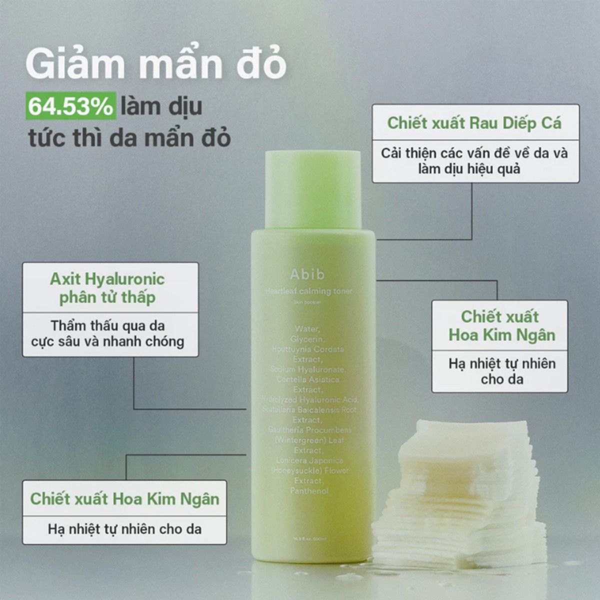  Nước Hoa Hồng Dưỡng Ẩm, Dịu Da Abib Heartleaf Calming Toner 200ml 