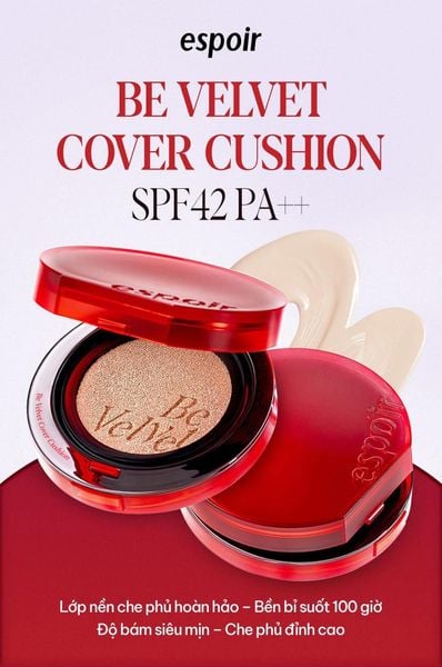  Phấn Nước Che Phủ Khuyết Điểm, Lâu Trôi Espoir Be Velvet Cover Cushion SPF42 PA++ 13g 