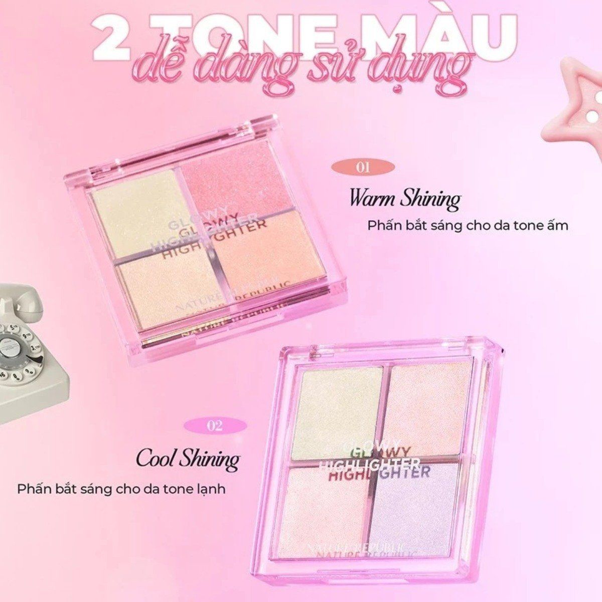  Phấn Bắt Sáng Dạng Nén Nature Republic Glowy Highlighter 12.8g 