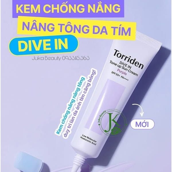  Kem Chống Nắng Nâng Tone, Hiệu Chỉnh Màu Da Torriden Dive In Tone Up Sun Cream PURPLE SPF50+ PA++++ 60ml 