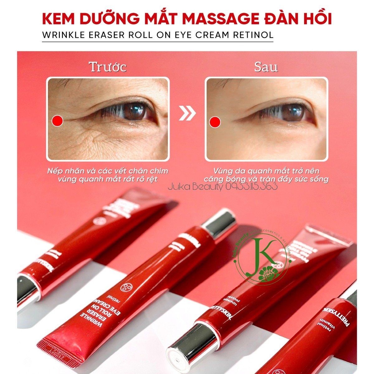  Kem Dưỡng Mắt PrettySkin Wrinkle Eraser Roll On Eye Cream 30ml 