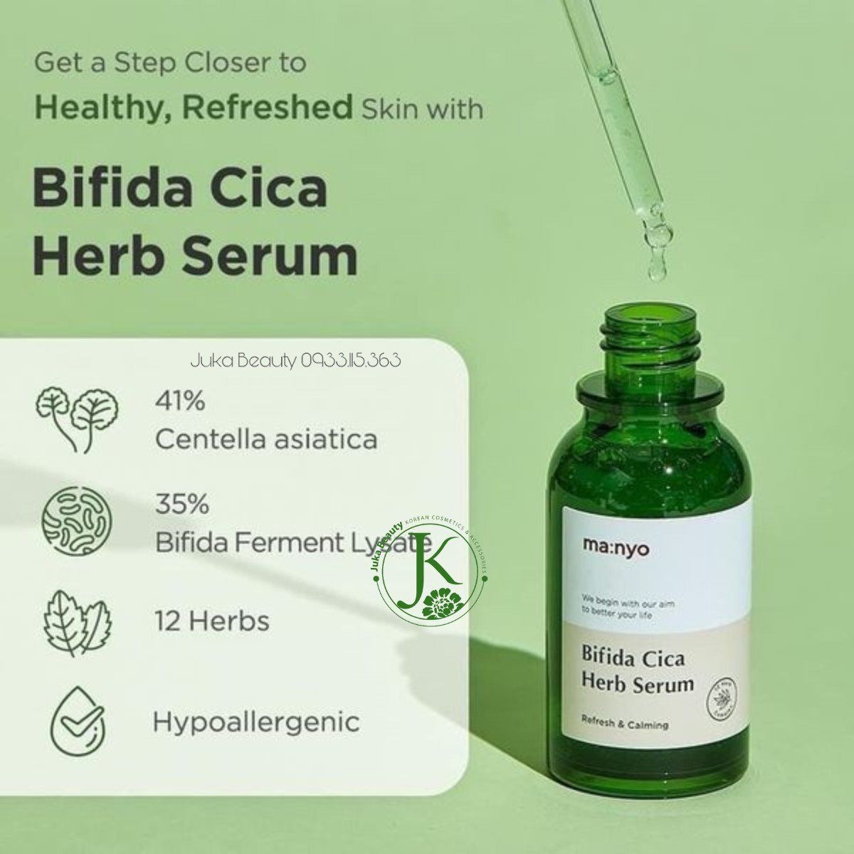  Tinh Chất Rau Má Phục Hồi Da Ma:nyo Bifida Cica Herb Serum 50ml 