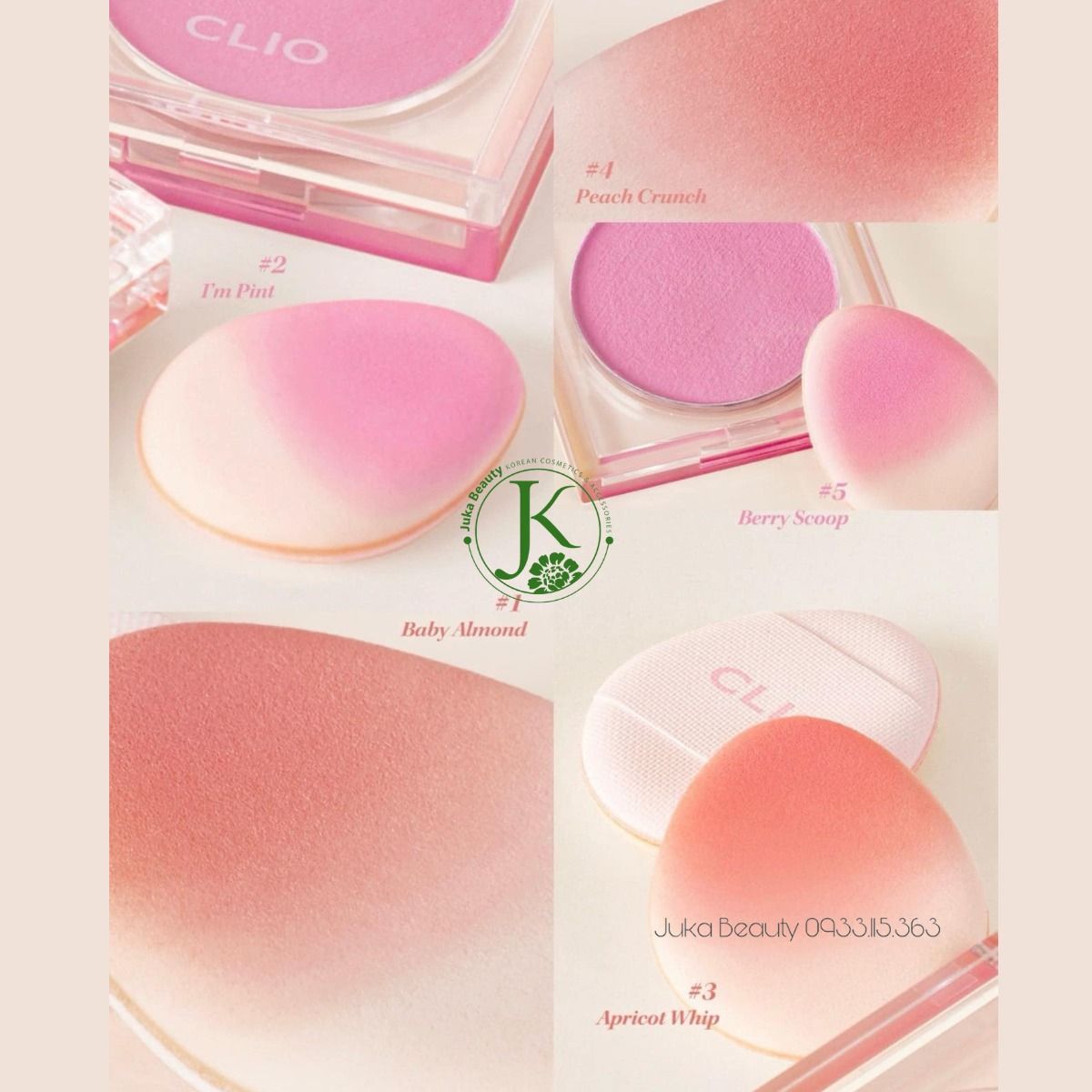  (NEW) Phấn Má Hồng Dạng Thạch Clio Air Blur Whip Blush 3g 