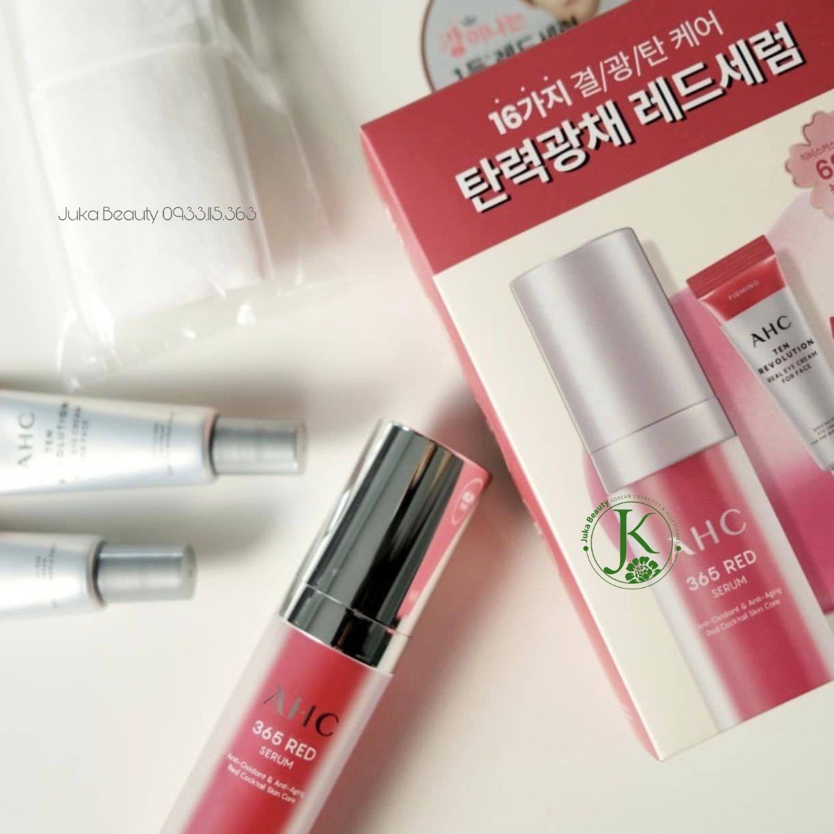  Tinh Chất cấp ẩm, Chống Lão Hóa AHC 365 Red Serum Synergy Set (Tặng kèm 2 tuýp kem mắt 7ml) 