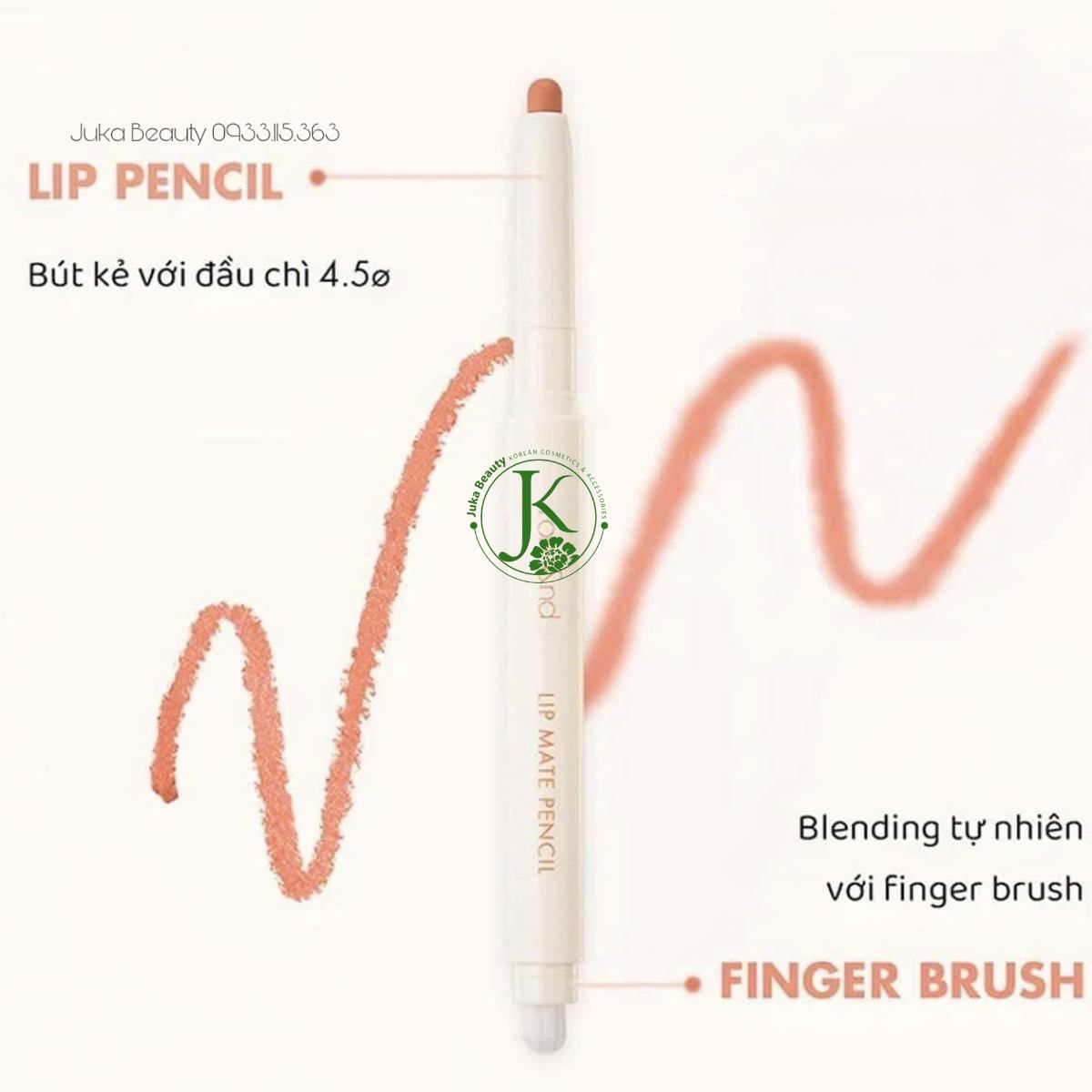  Chì Kẻ Viền Môi Nhung Lì, Lâu Trôi, Thiết Kế 2 Đầu Romand Lip Mate Pencil 0.5g 