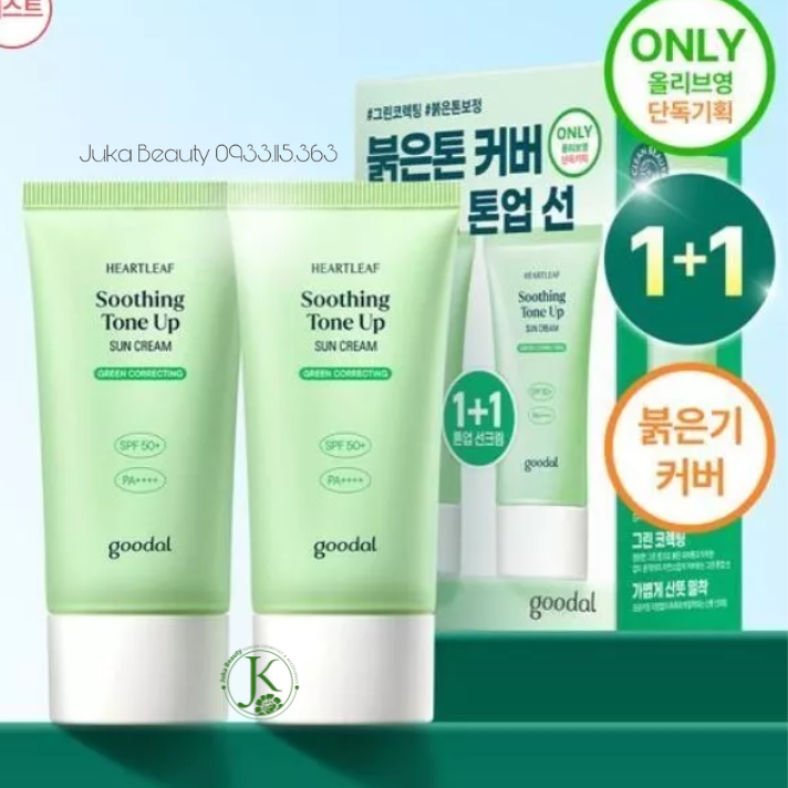  (MỚI) Kem Chống Nắng Nâng Tone, Dịu Da Nhạy Cảm Goodal Heartleaf Soothing Tone Up GREEN CORRECTING Sun Cream SPF50+ PA++++ 50ml 