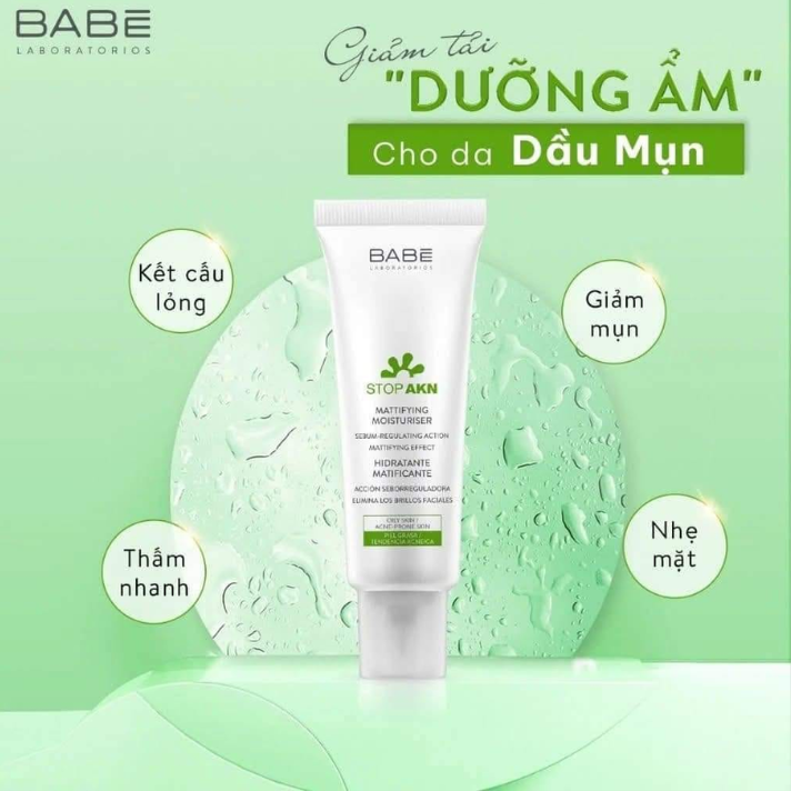  Kem Dưỡng Ẩm Cho Da Dầu Mụn Laboratorios Babe Stop Akn Mattifying Moisturiser 50ml 