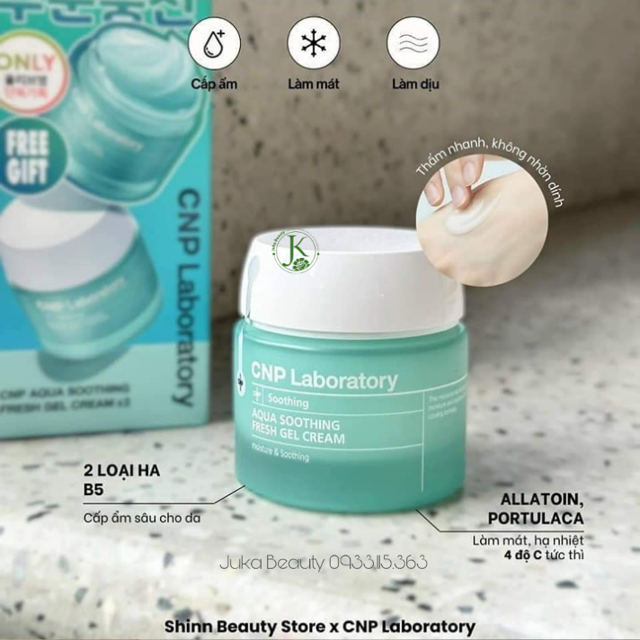  (TÁCH SET 80ml) Kem Dưỡng Cấp Ẩm Làm Dịu Da CNP Laboratory Aqua Soothing Fresh Gel Cream 