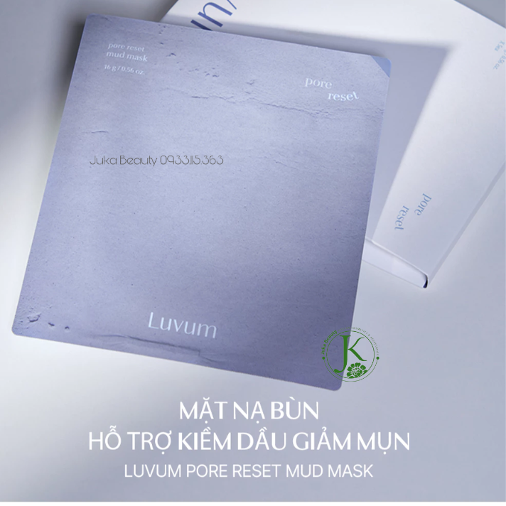  Mặt Nạ Bùn Kiềm Dầu, Giảm Mụn Luvum Pore Reset Mud Mask 16g (1 miếng) 