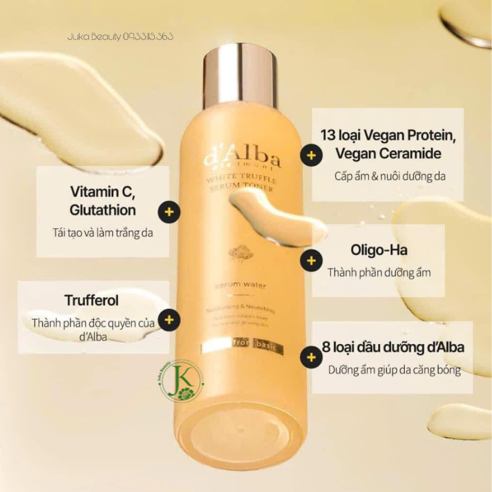  Nước Hoa Hồng Dưỡng Ẩm, Chống Lão Hóa d'Alba Vita Toning Serum Toner 180ml 