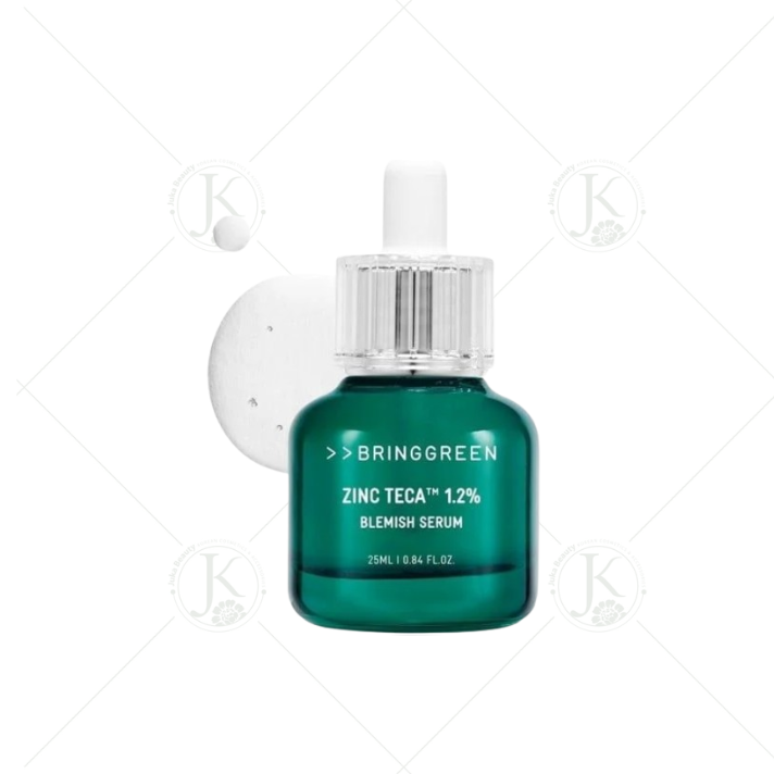  Tinh Chất Giảm Dầu Mụn, Se Khít Lỗ Chân Lông Bring Green Zinc Teca 12% Blemish Serum 25ml (XANH LÁ) 