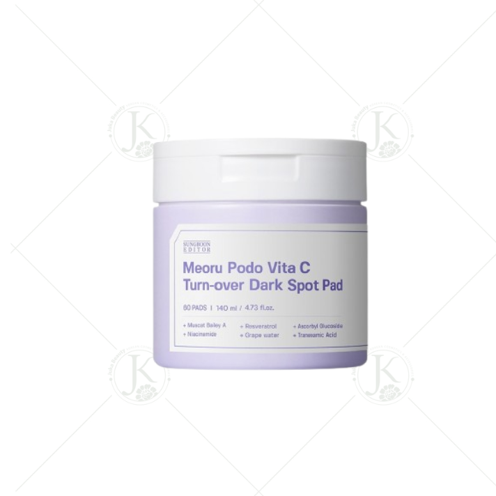 Miếng Bông Dưỡng Sáng Da Sungboon Editor Meoru Podo Vita C Turn Over Dark Spot Pad 140ml (60 Miếng)
