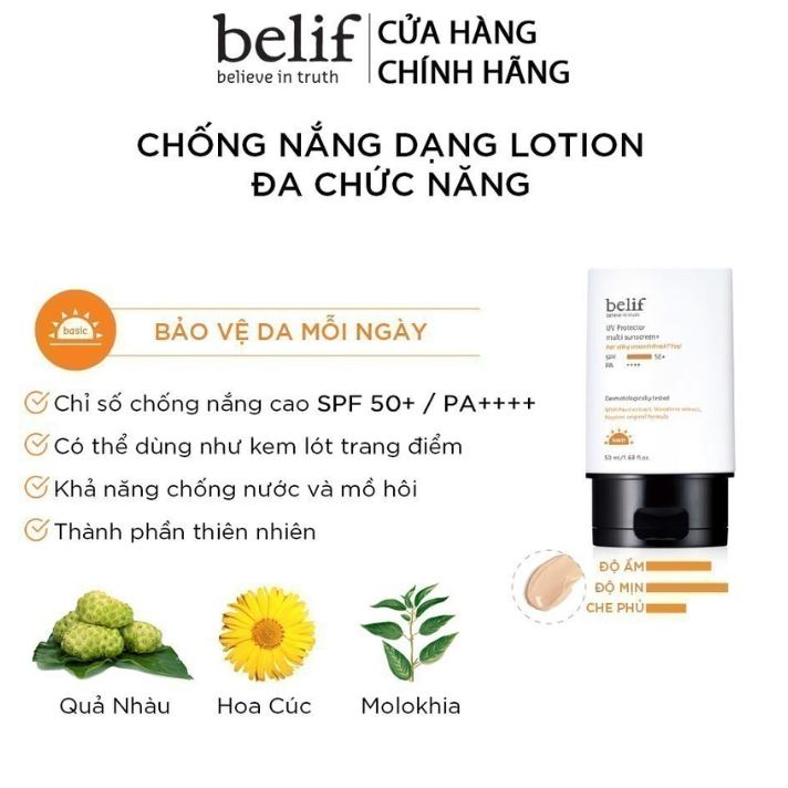  Kem Chống Nắng Hiệu Chỉnh Màu Da Belif UV Protector MULTI Sunscreen+ SPF50+ PA++++ 50ml 