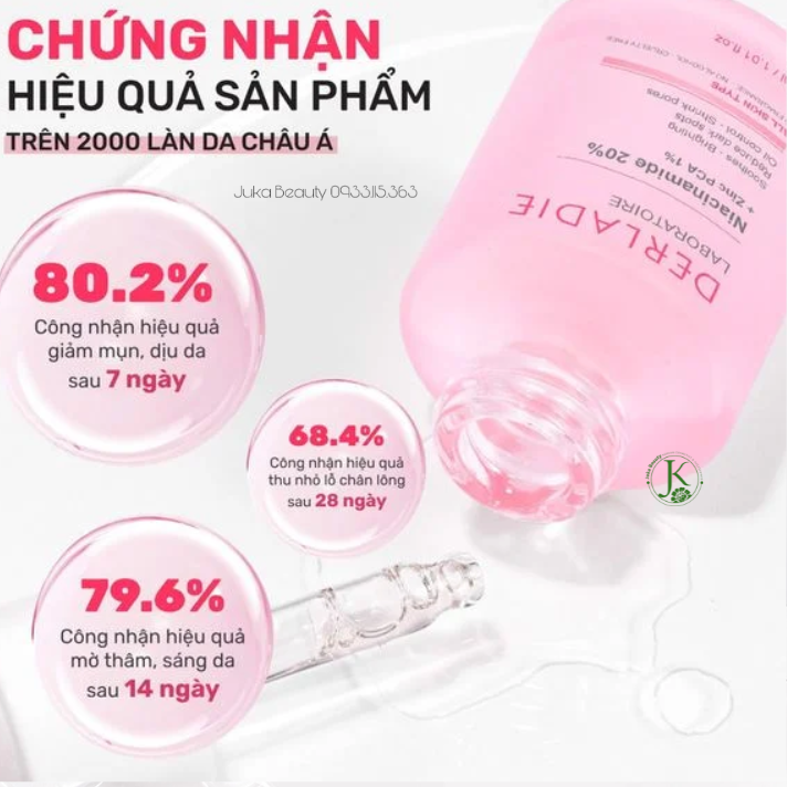  Tinh Chất Derladie Laboratoire Pore Tightening NIA 20%+ZINC PCA 1%  Ampoule 30ml 
