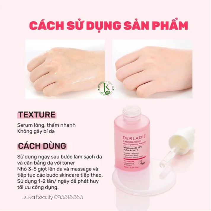  Tinh Chất Derladie Laboratoire Pore Tightening NIA 20%+ZINC PCA 1%  Ampoule 30ml 