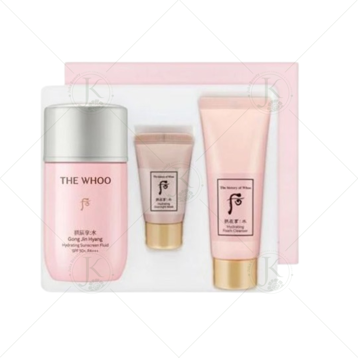  Sữa chống nắng nâng tone, kiềm dầu The Whoo Gong Jin Hyang Hydrating Sunscreen Fluid Special Set (3 món) 