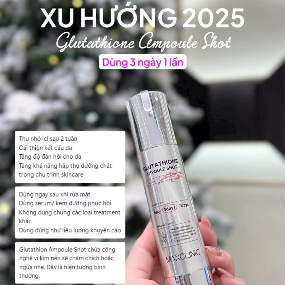  Tinh Chất Vi Kim Dưỡng Trắng, Cải Thiện Nếp Nhăn Maxclinic Glutathione Ampoule Shot 50ml 