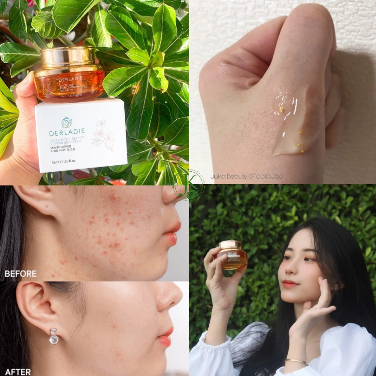  Gel Dưỡng ẩm Derladie Witch Hazel Perfect Vitamin Gel Cream 55ml 