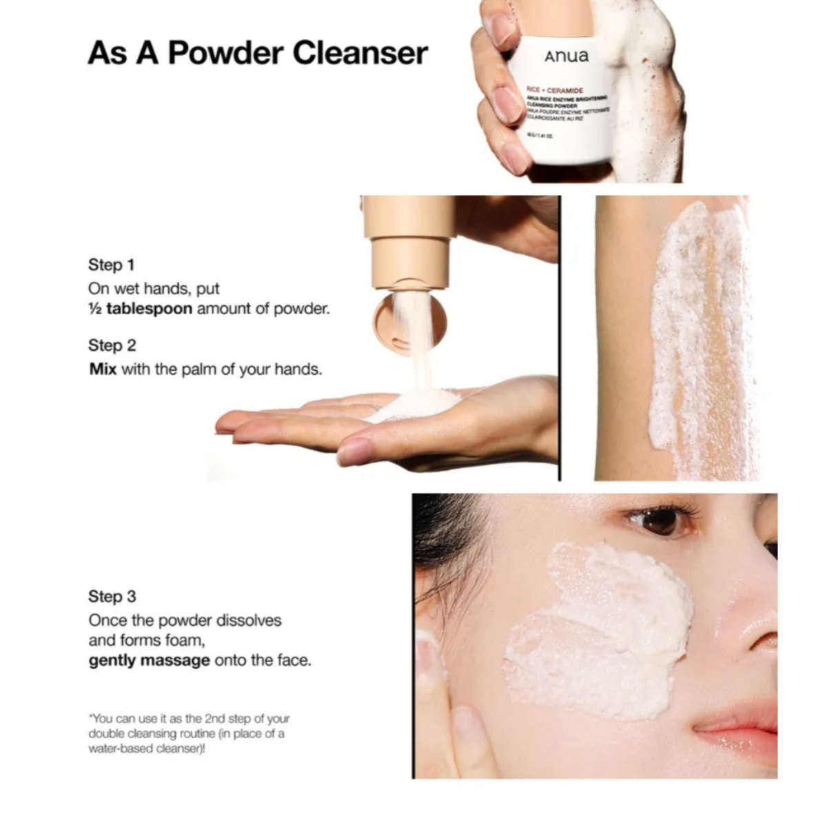  Bột rửa mặt dịu da, dưỡng ẩm Anua Rice Enzyme Brightening Cleansing Powder 40g 