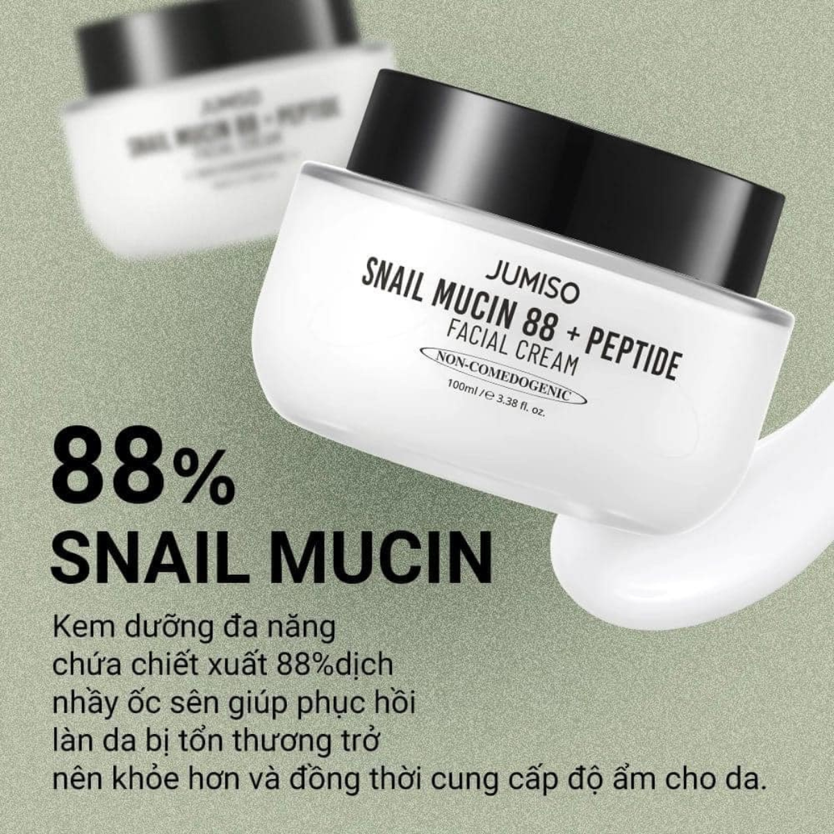  Kem dưỡng ốc sên phục hồi, ngừa lão hóa Jumiso Snail Mucin 88+ Peptide Facial Cream 100ml 