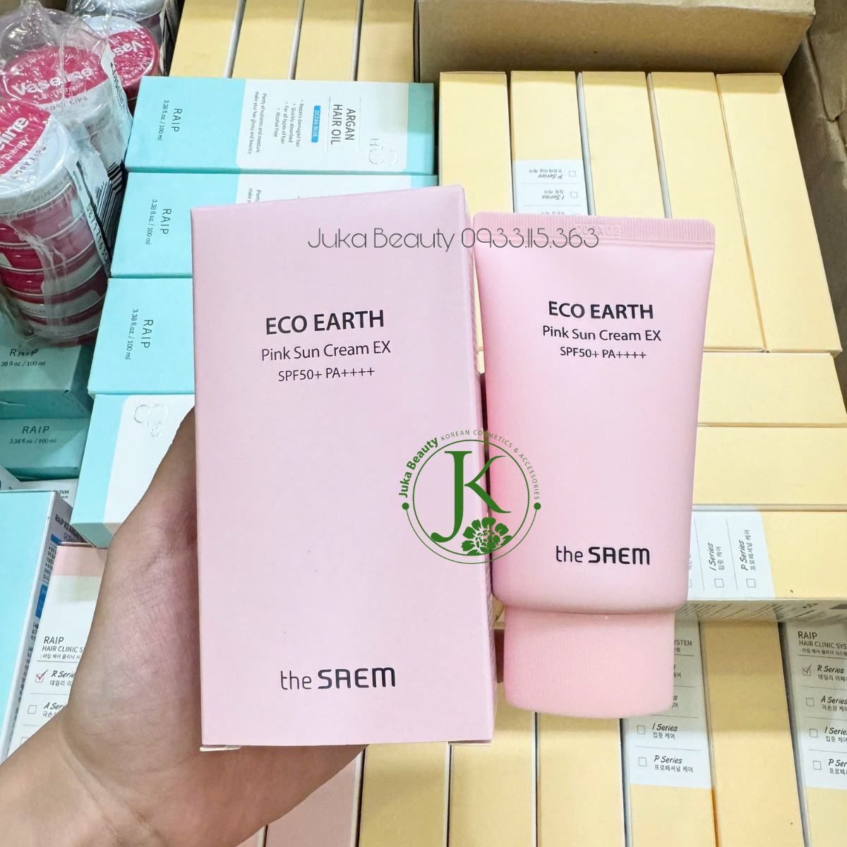  (Mẫu mới) Kem chống nắng The Saem Eco Earth Power Pink Sun Cream EX SPF50+/PA++++ 50ml 