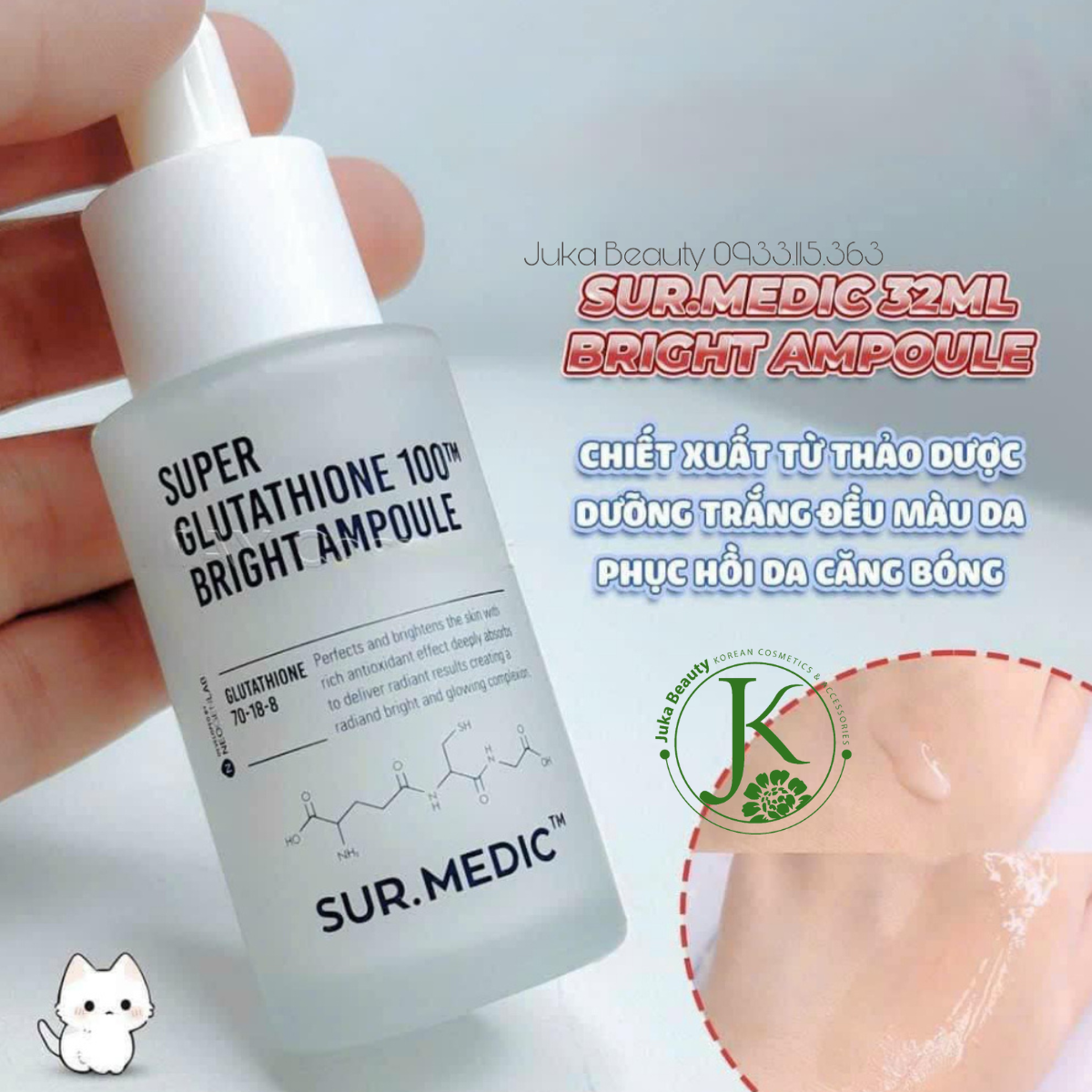 sur.medic super glutathione 100 bright ampoule Tinh Chất Truyền Trắng, Sáng Da Sur.medic Super Glutathione 100 Bright –  Juka Beauty