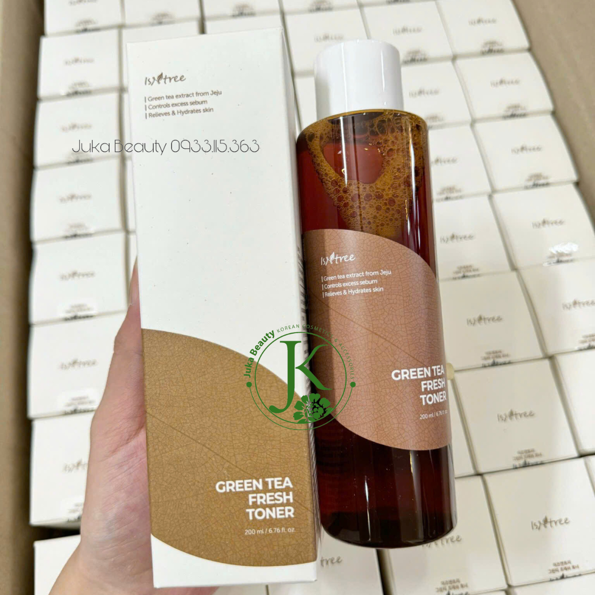 (NÂU) Nước Hoa Hồng Kiềm Dầu, Phục Hồi Da Isntree Green Tea Fresh Toner 200ml 